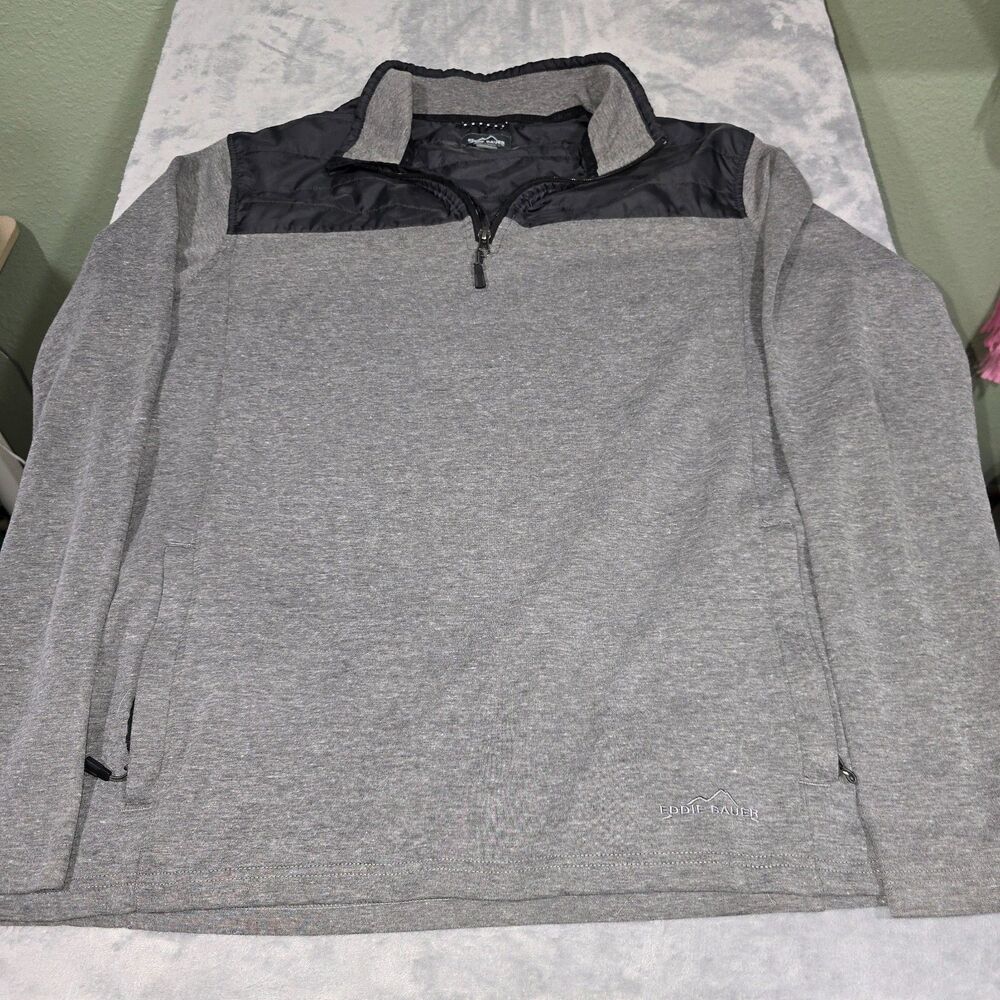 Eddie Bauer Pullover 3/4 Zip Up Light‎ Gray & Black - Size XL